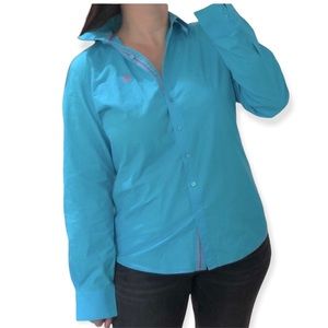 Ariat teal fitted button down equestrian cowgirl